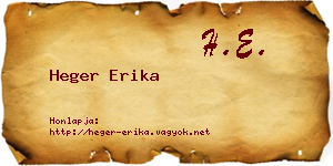 Heger Erika névjegykártya
